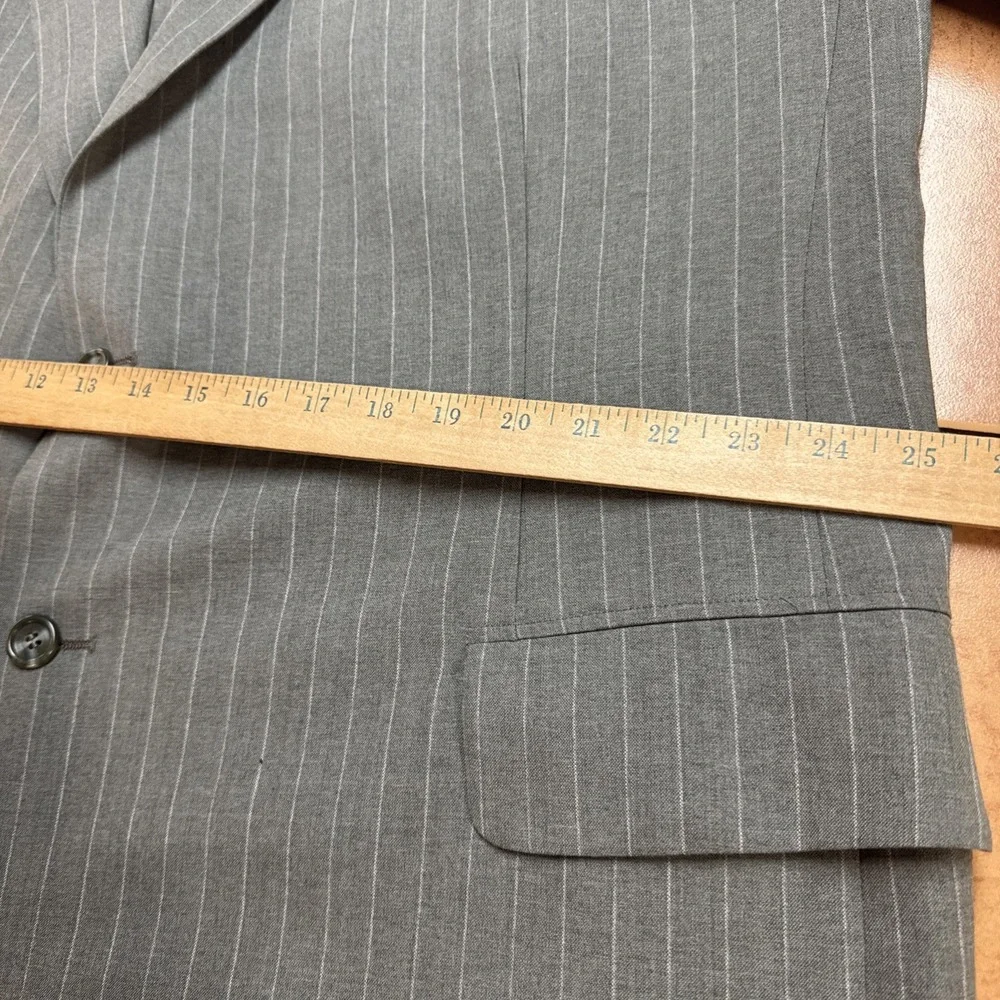 Bruce Douglass 2 Pc Suit Jacket 50XL BIG TALL Pants 44 x 34 Green Pin Stripe VTG